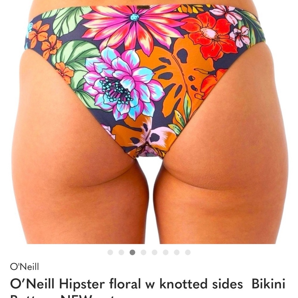 ONEILL blue REVA bottom & saltwater solids top Floral Bikini SET SIZE XL NWT 🏖️